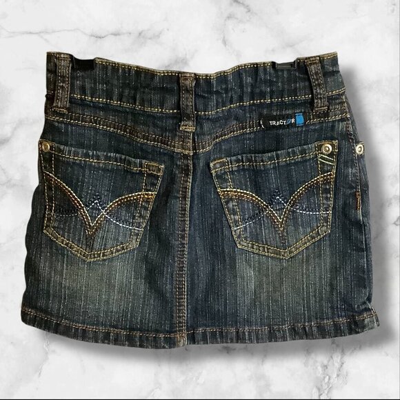 Tractor Girls Size 5 Faded Denim Blue Skirt With Front & Back Pockets - Picture 2 of 9